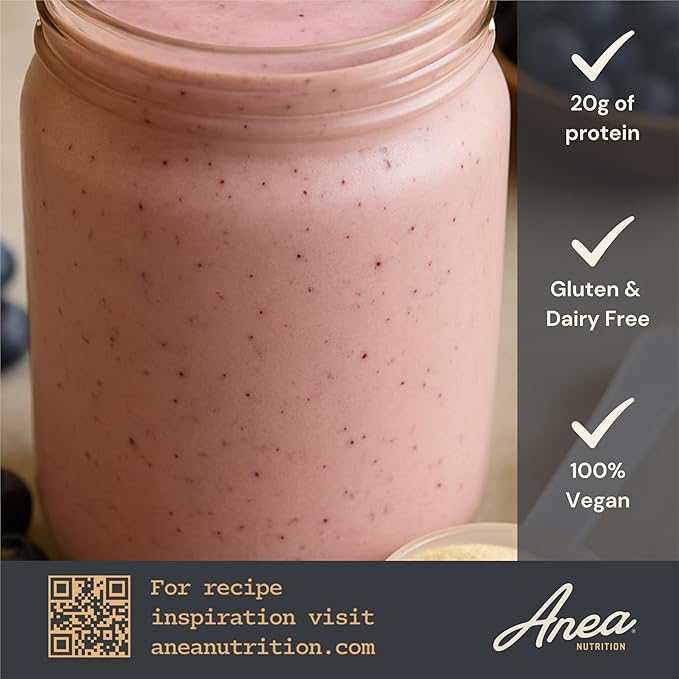 Anea Plant Protein - Vanilla | 20g Vegan Protein | Complete Amino Acids | Dairy-Free Gluten-Free Cholesterol-Free | Smooth Vanilla Flavor | Made in GMP Facility