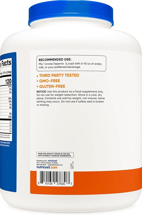 Nutricost Whey Protein Concentrate Powder (Pumpkin Spice) 5 LB - 25g of Protein GMO-Free Gluten-Free 67 Servings