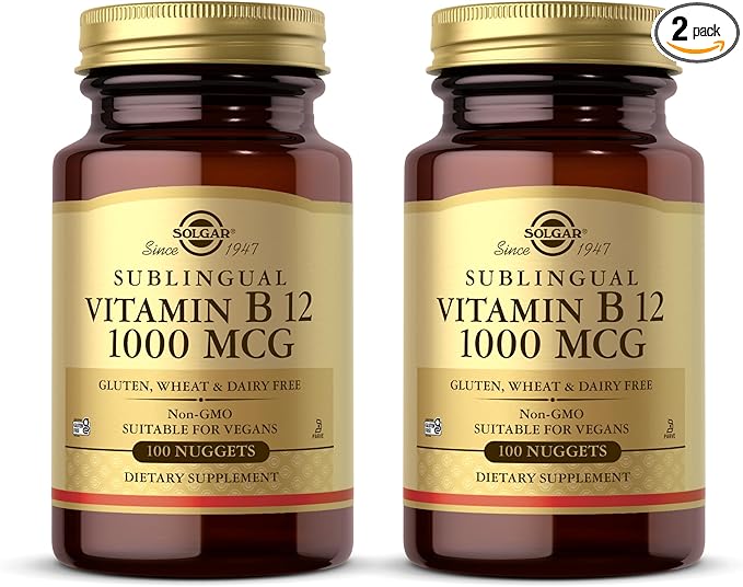 Solgar Sublingual Vitamin B12 1000 mcg - 250 Nuggets Pack of 2 - Non-GMO Vegan Gluten Free Dairy Free Kosher - 500 Total Servings
