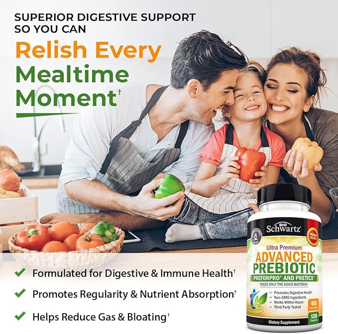 Advanced Prebiotic Gut Health Supplement (2 Month Supply) Plus 40 Billion CFU Daily Probiotic Supplement (2 Month Supply)