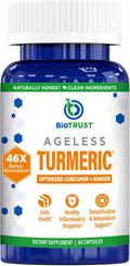 BioTrust Ageless Turmeric Supplement - CurcuWIN Turmeric Curcumin with Ginger Extract - 46x More Bioavailable High Absorption Long Lasting - Antioxidant Support (60 Capsules)