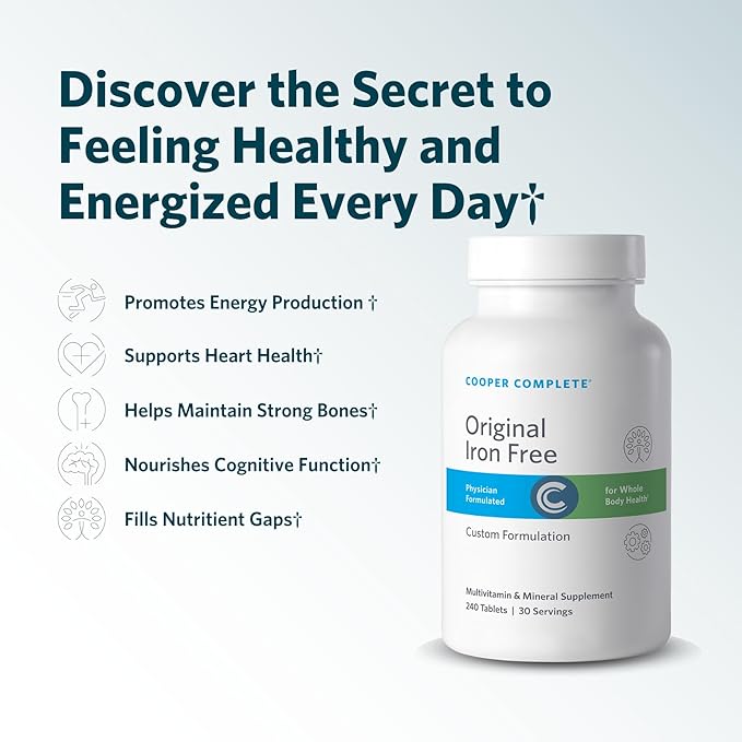 Cooper Complete - Original Multivitamin Iron Free - Daily Multivitamin and Mineral Supplement - 30 Servings per Bottle. Pack of 3