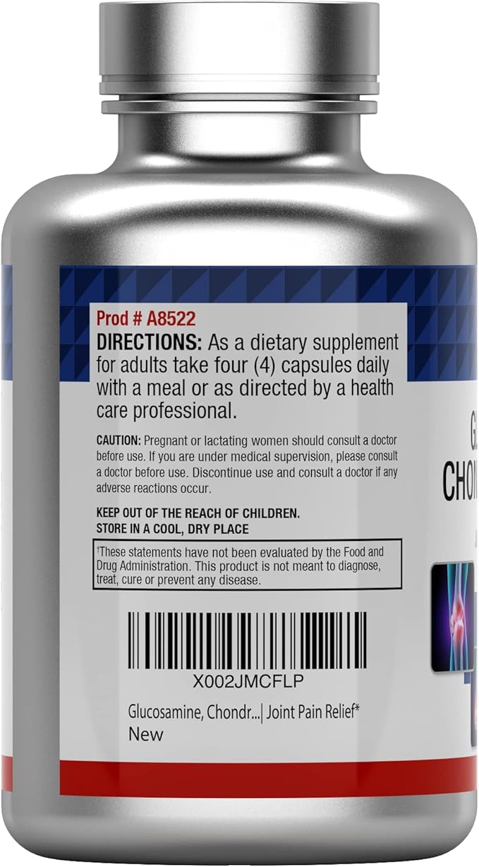 tnvitamins Glucosamine Chondroitin MSM Capsules 240 Count | 4000 mg Per Serving | 2000 mg Glucosamine Sulfate 2KCl + 2000 mg MSM &amp Chondroitin Blend | Joint Support Supplement