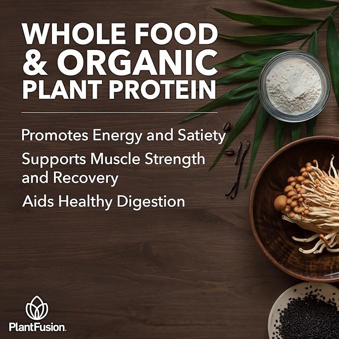 SOTRU Organic Vegan Protein Powder - Whole Food Plant Based Protein Powder with Green Superfoods Enzymes &amp Probiotics - USDA Certified Organic Non-GMO Gluten-Free - Vanilla 18.5 oz 21 Serving