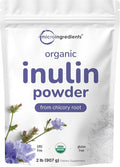 Micro Ingredients Organic Inulin Fiber Powder 2lb | Natural Prebiotic to Support Digestive &amp Gut Health | Soluble Easily Digestible | Unflavored Vegan