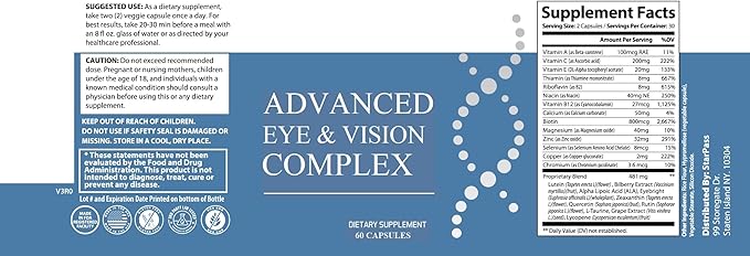 #1 Complete Research Vision Formula Advanced Eye Health Vitamin &amp Mineral Supplements for Adults w/Bilberry Lutein Zeaxanthin Lycopene Resveratrol | Supports Eye Strain Dry Eyes 60 Capsules