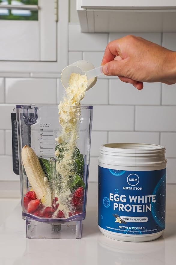 MRM Nutrition Egg White Protein - Sugar Free Vanilla Flavored Powder 23g Fat-Free Protein with Digestive Enzymes Free of Dairy Gluten and Soy High Biological Value - 20 Servings