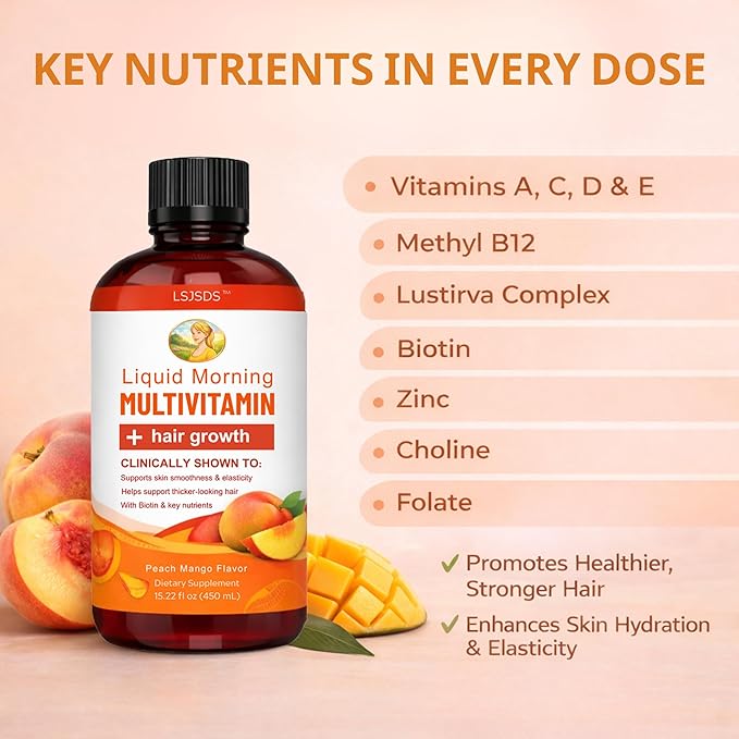 Liquid MultivitaminHair GrowthSupport Healthy SkinPromote ThickerFuller HairReduce Wrinkles &amp Fine Lines15.22 fl oz / 450ml