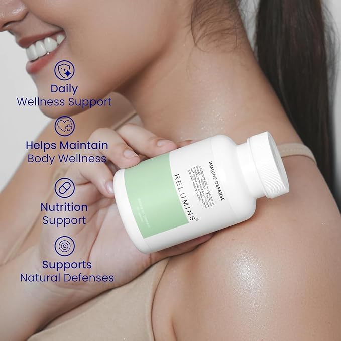 Relumins Immune Boost &amp Immune Defense Supplement Set – Daily Capsules with Vitamins C D3 K1 Zinc Selenium Lactoferrin Echinacea &amp Bioflavonoids for Complete Immune Support