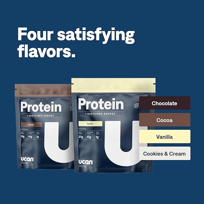 UCAN Energy + Whey Protein Powder - 19g Per Serving with Amino Acids EAAs &amp BCCAs - Keto No Added Sugar Gluten-Free - Cookies &amp Cream - 12 Servings