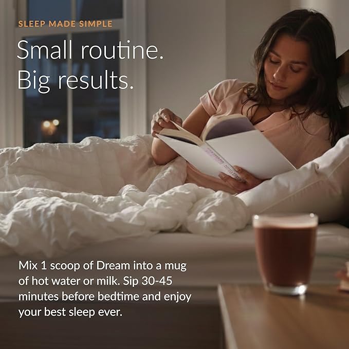Beam Dream Sleep Powder – Sleep Aid for Adults with Melatonin Magnesium L-Theanine Reishi Mushroom &amp Apigenin Sleep Supplement Sleepy Cocoa Bedtime Drink Mix Sea Salt Caramel Flavor 30 Servi