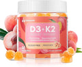 Vitamin D3 K2 Gummies w/Magnesium Sugar Free - 90 Count | D3 Vitamin 5000 IU + K2(MK-7) 100 mcg - Vegan K2 D3 Vitamin Supplement Highly Absorbent Supports Bone Muscle Mood &amp Immune(Peach Flavo