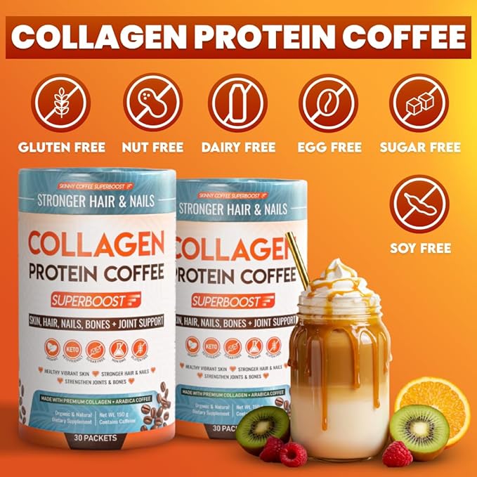 Collagen Peptides Coffee Powder for Weight Loss – Supports Digestion Bloating Energy &amp Focus Fat Burning Joint Skin Hair &amp Nails – High-Protein for Women &amp Men (90 Servings)