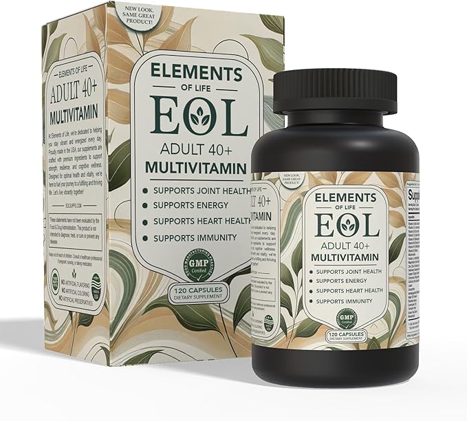 40 Plus Multivitamin for Women &amp Men with Vitamin A D B6 B12 E Zinc Magnesium Calcium - Vegan Gluten Free Mens &amp Womens Multivitamin Supports Energy Immunity Joint &amp Heart Heal