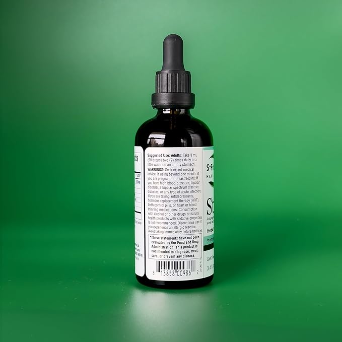 St. Francis Herb Farm Strest (3.4floz) USDA Certified Organic Ashwagandha Based Adaptogen Formula Targeted at Stress Relief (1 Bottle) GMO-Free Vegan Vegetarian.