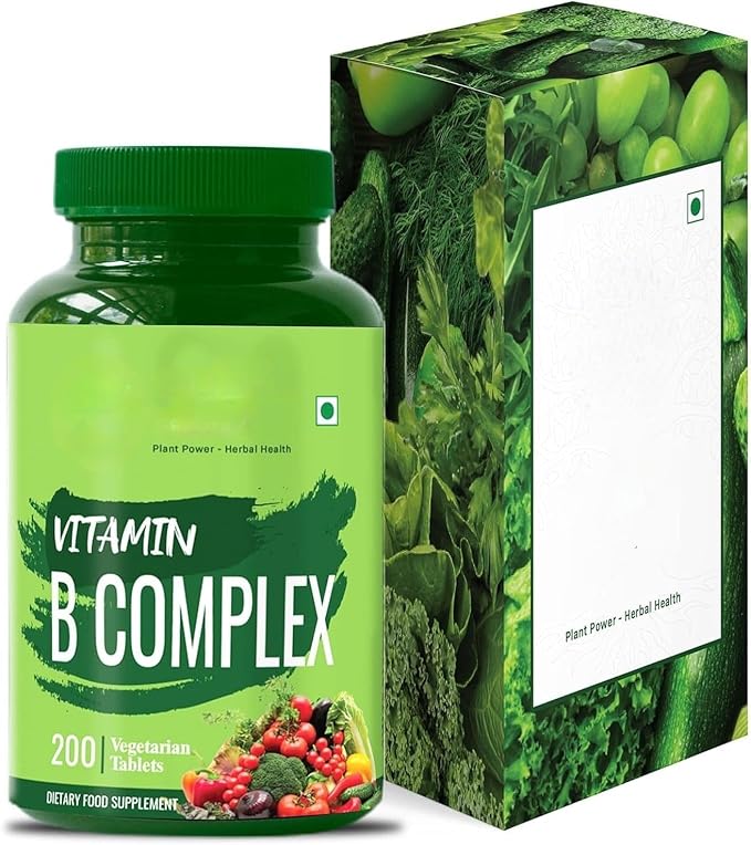 Vitamin B Complex 100% RDA - 200 Tablets/Capsules - B Vitamins Supplement (B1 B2 B3 B5 B6 B7 B9 B12) Green