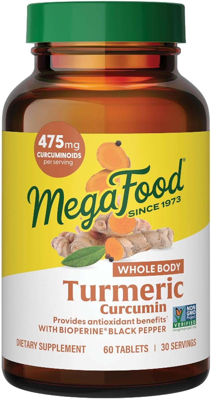 MegaFood Whole Body Turmeric Curcumin Supplement - Turmeric Supplement With Black Pepper &amp Vitamin C - 475 mg Curcuminoids Per Serving - Antioxidant &amp Immune Support - Vegan - 60 Tablets 30 S