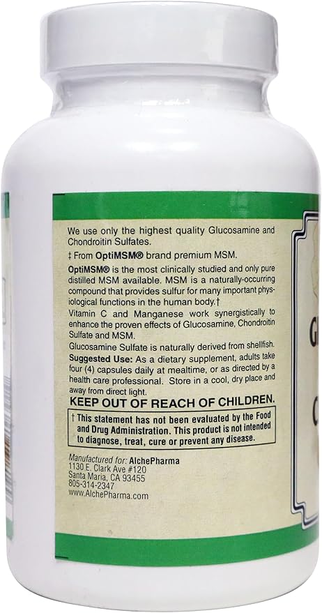 Glucosamine Sulfate Chondroitin &amp MSM Capsules (4 Cap High Potency Formula) (120 Capsules)