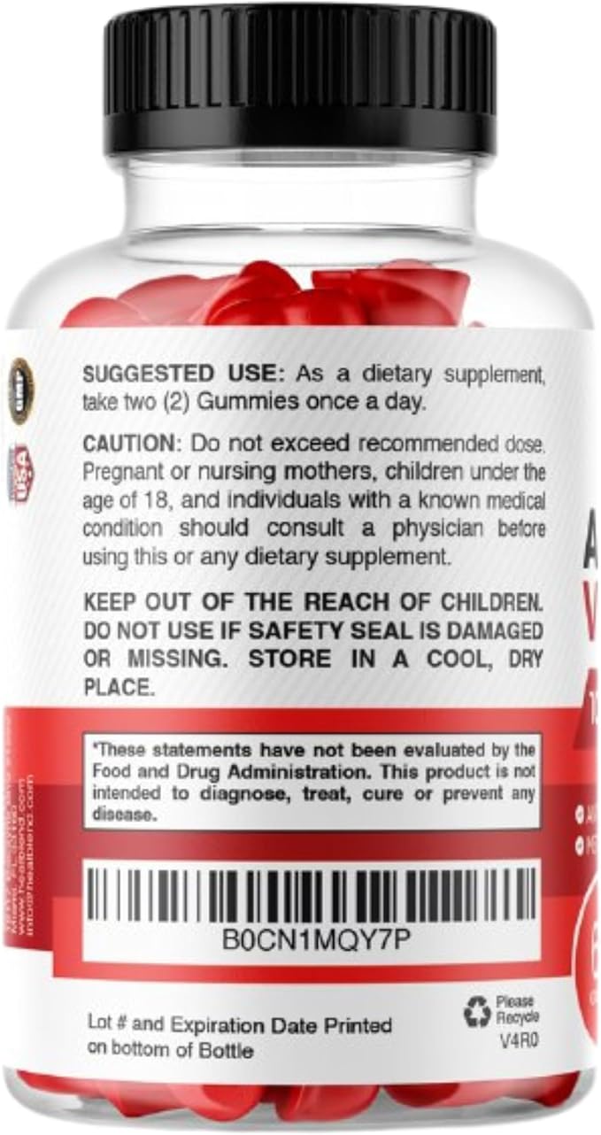 healblend Apple Cider Vinegar Gummy Vitamins 1000MG Per Serving - 180 Count- Vitamin B12 Pomegranate &amp Beet Juice Gelatin-Free Gluten-Free Vegan &amp Non-GMO (3 Pack)