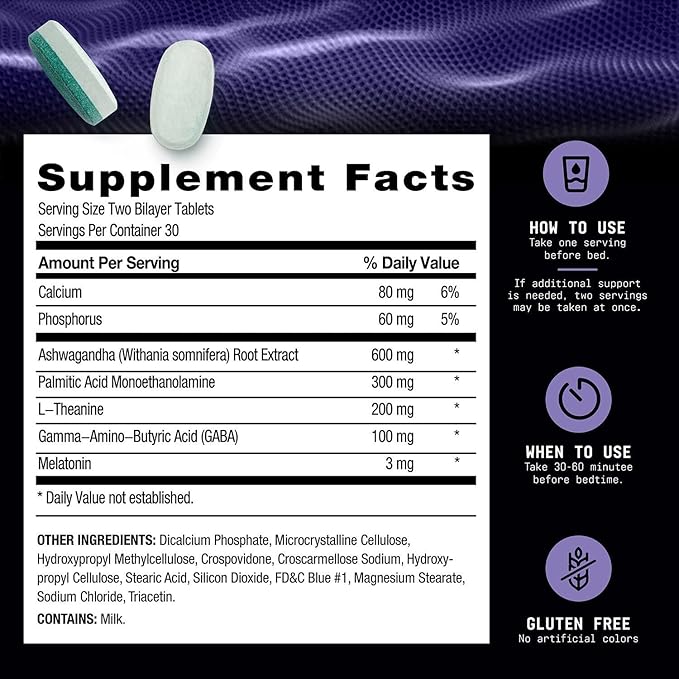 BEYOND RAW Anabolic Sleep Duel-Release Stress Sleep &amp Recovery Support 60 Count