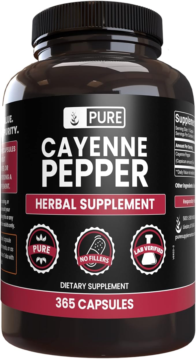 PURE ORIGINAL INGREDIENTS Cayenne Pepper &amp Turmeric Curcumin (365 Capsules) No Magnesium Or Rice Fillers Pure Lab Verified