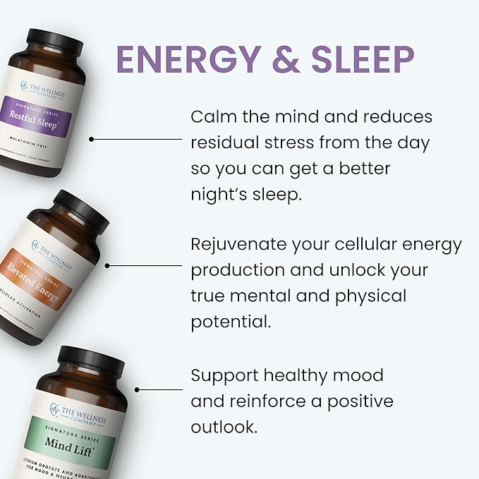 The Wellness Company Restful Sleep - Melatonin-Free Deep Sleep REM Support Non-Habit Forming - Kava Rafuma Leaf Ashwagandha &amp Valerian Root | 120ct (2 Month Supply)