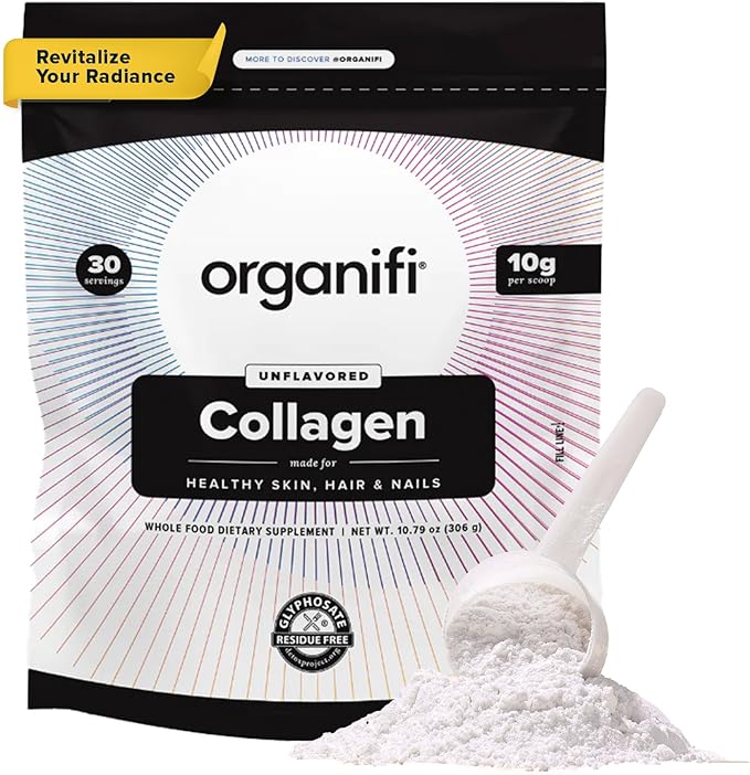 Organifi Collagen Powder - Fuller Hair Stronger Nails and Radiant Skin - Replenish and Rebuild Your Body - Gluten-Free Dairy-Free and Soy-Free Hydrolyzed Multi Collagen Peptides 30 Servings