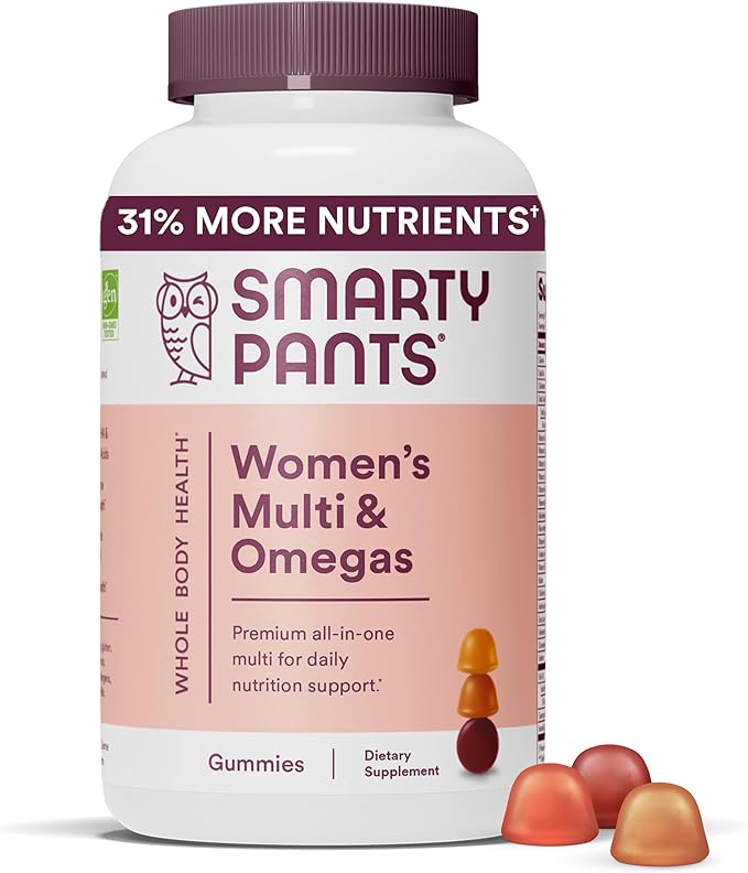 SmartyPants Organic Kids Multivitamin Gummies: Probiotics Omega 3 (ALA) Vitamin D3 C Vitamin B12 &amp Women's Multivitamin Gummies: Omega 3 Fish Oil (EPA/DHA) Methylfolate CoQ10