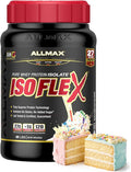 ALLMAX ISOFLEX Pure Whey Isolate Protein Powder - Gluten Free Low Lactose Sugar-Free - High-Protein Clean Keto-Friendly for Pre Post Workout Supplement for Women and Men | Birthday Cake 2lb