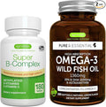 Super B-Complex 180 Tablets &amp High Absorption Omega-3 Wild Fish Oil 1360mg Bundle Methylated Sustained Release B Complex and 1000mg EPA &amp DHA with Astaxanthin by Igennus