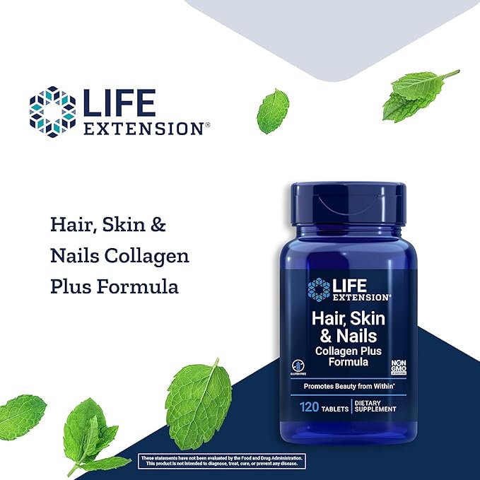 Life Extension Hair Skin &amp Nails Collagen Plus Formula with Multivitamin - 120 Count &amp 60 Tablets