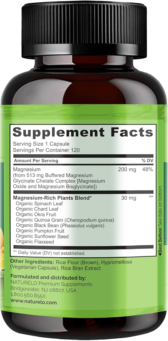 NATURELO Hair Skin and Nails Multivitamin - 60 Capsules and Magnesium Glycinate Chelate Complex - 120 Capsules Bundle