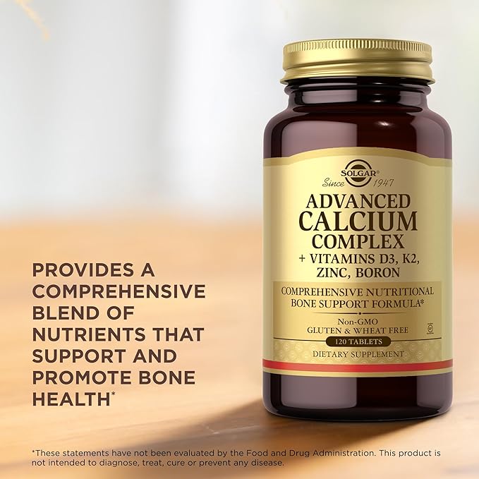 Solgar Advanced Calcium Complex - 120 Tablets Pack of 2 - with Zinc Boron Vitamins D3 &amp K2 - Non-GMO Gluten Free Dairy Free - 60 Total Servings