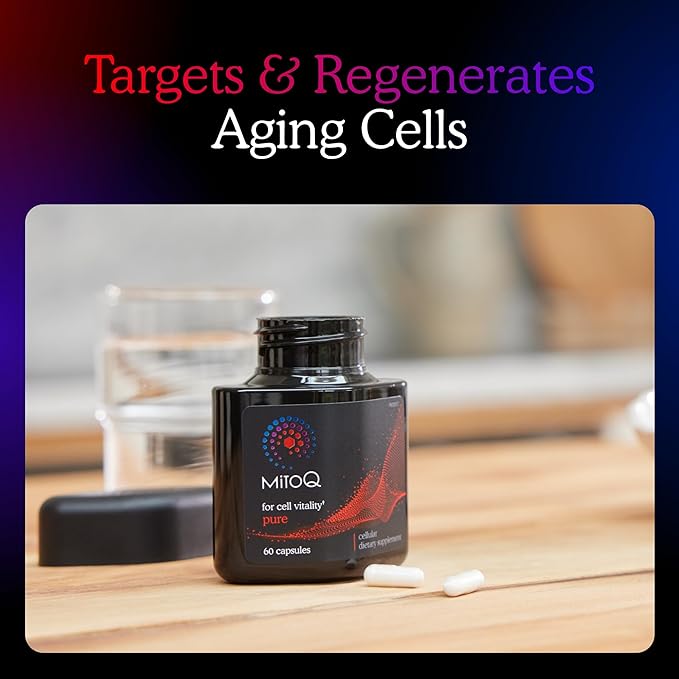 MitoQ Pure Advanced Mitochondria Supplement Superior Bioavailability to CoQ10 | Reduces Free Radical Damage for Healthy Aging Metabolism Heart Health Energy Strength &amp Mobility