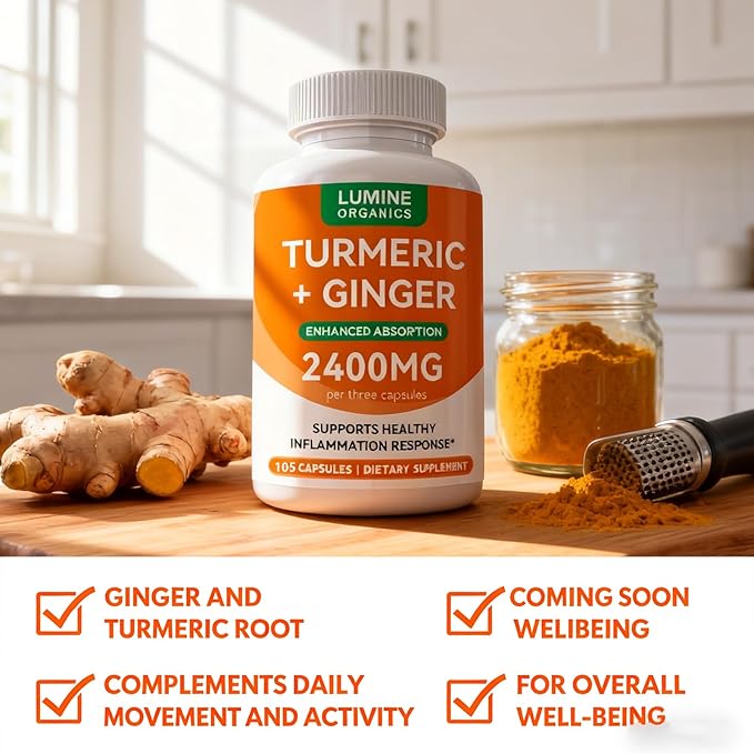 Turmeric Curcumin Supplement | 2400mg Turmeric Extract with 95% Curcuminoids with Bee Propolis Ginger MCT Oil Fat Soluble Vitamin C &amp Black Pepper - 105 Capsules (1PCS)