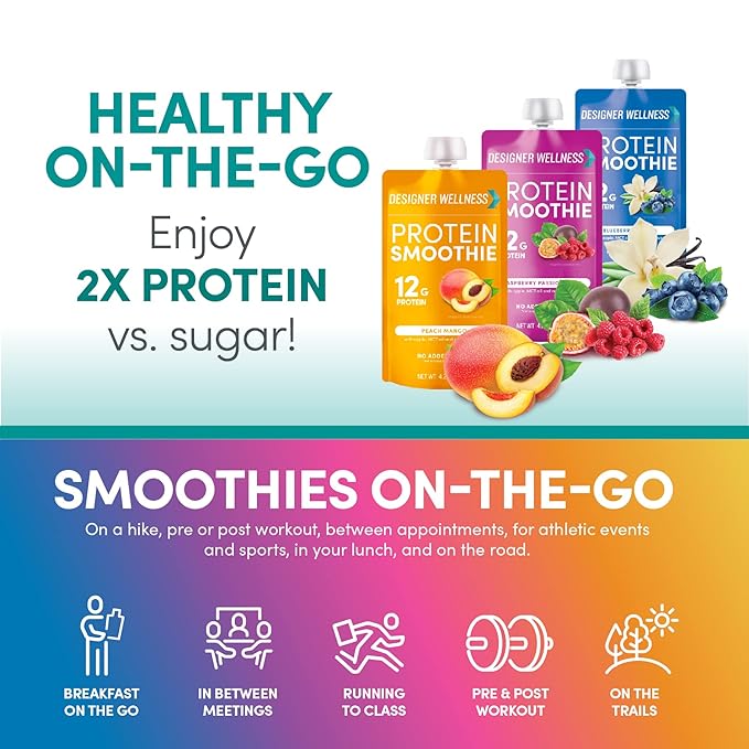 Designer Wellness Protein Smoothies Super Fruits Variety Pack &amp Raspberry Passion Fruit Bundle
