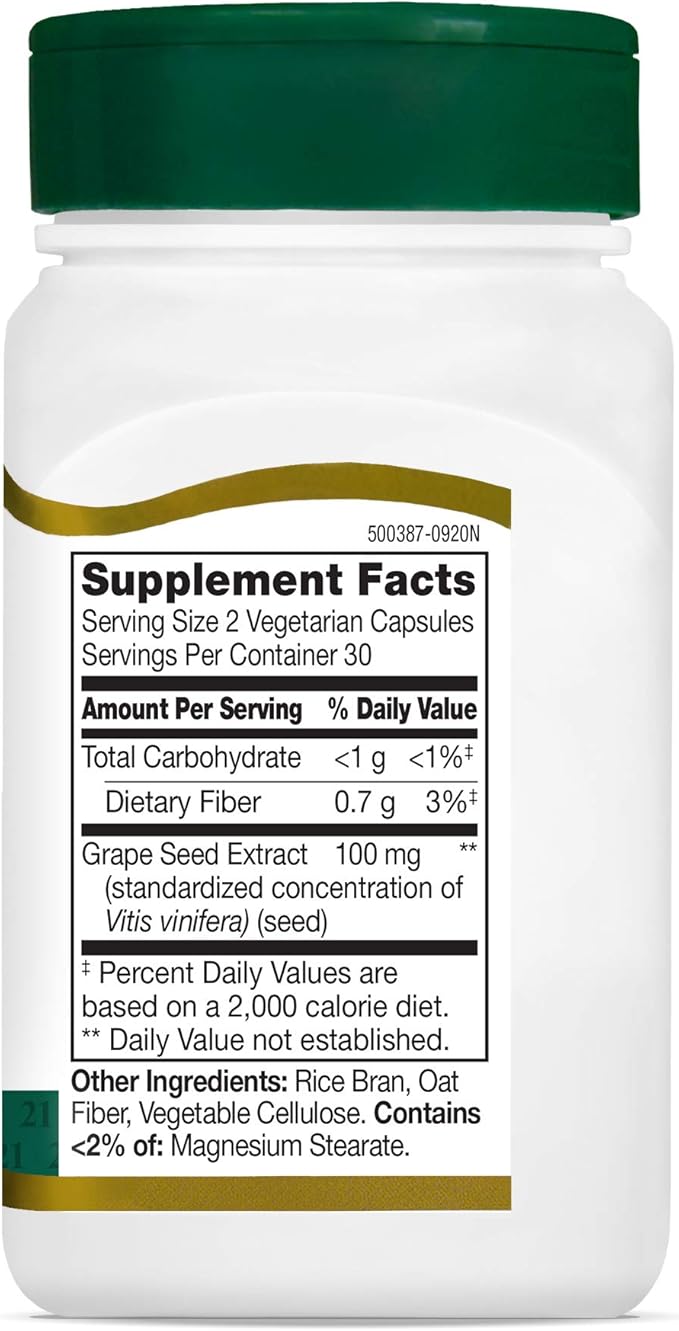 21st Century Grape Seed Extract Veg Capsules 60 Count (21378) (Pack of 4)