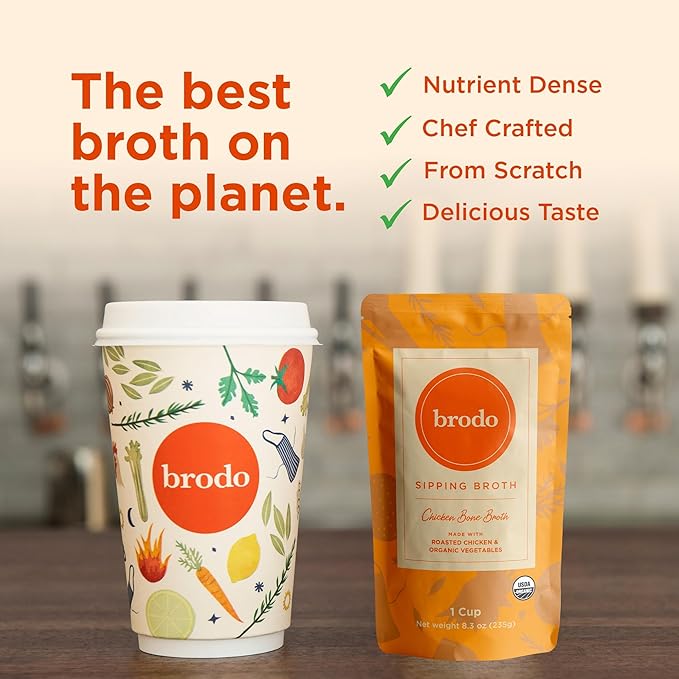 Brodo Collagen Rich Bone Broth Favorites Variety Pack Chicken Bone Broth Beef Bone Broth Hearth Bone Broth Collagen Protein Collagen Not From Concentrate No Preservatives 8 oz (Pack of 6)