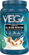 Vega All in One Nutrition Organic - 20g Plant-Based Pea Protein Coconut Almond 18 Servings Vitamins A &amp C Probiotics Greens Vegan Keto Gluten Free 24.3oz (Packaging May Vary)