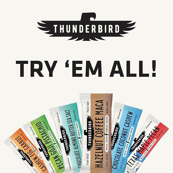 Thunderbird Bars Energy Snack Gluten-Free with Protein Healthy Real Food Vegan Paleo Non-GMO No Added Sugar Chili Pepita Pineapple Flavor (12 Count 1.7 oz. Bars)