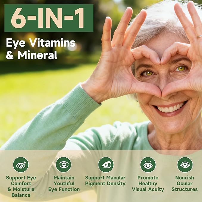 Eye Vitamin and Mineral Supplement Vision Support 90 Capsules with Lutein and Zeaxanthin Vitamin C E Zinc Copper Eye Health Supplements for Adults 2 PCS