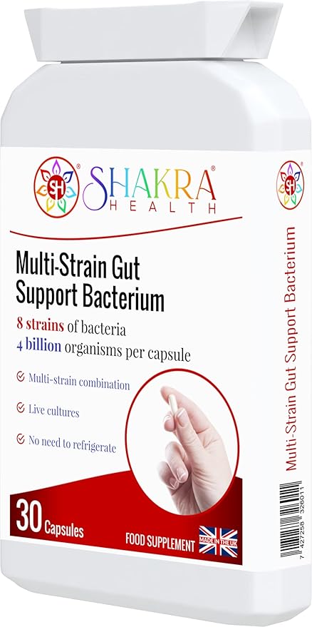 Multi-Strain Gut Support Bacterium (30 Capsules) Soothes &amp Supports Gut Bowel &amp Digestive Health Colon Issues &amp I. B. S Relief. Powerful Multi-Strain Pro-Biotic | Shakra Health