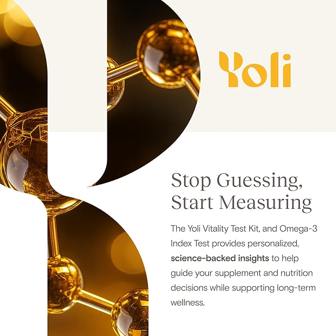Yoli Vitality Test Kit an Omega-3 Index Blood Test Kit - at-Home Collection Testing Package for Measuring Omega-3 Levels and Wellness Tracking - CLIA-Certified Lab Results