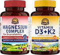 Vitalitown Magnesium Complex &amp Vitamin D3 K2 Bundle (Pack of 2) | for Bone Heart Immune &amp Muscle | Magnesium Glycinate 10000IU D3 MK-7 | 120 Mag Caps &amp 90 D3 Softgel