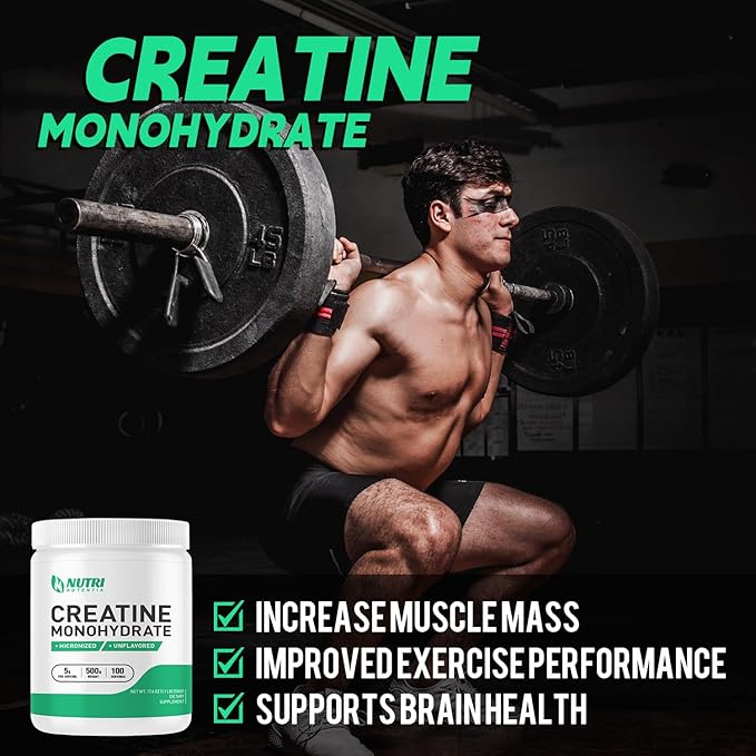 Creatine Monohydrate Powder 500g Pure Micronized Creatine Supplements for Men and Women Building Muscle Pre &amp Post Workout Supplements Vegan Unflavored - 100 Servings (1.1Lb)
