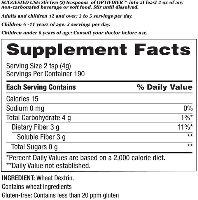 Kirkland Signature OPTIFIBER 25.6 Ounces 190 Servings (2 Pack)