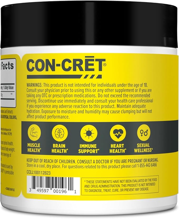 CON-CRET Creatine HCl Powder | Muscle Cognitive Cellular Energy Support | No Bloating or Cramps | USA Made &amp NSF Certified | Pineapple (100 Serving)