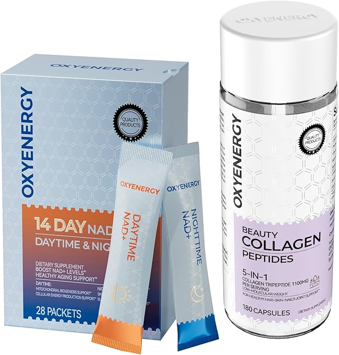 OxyEnergy NAD Supplement 1550 mg &amp Collagen Peptides Capsules