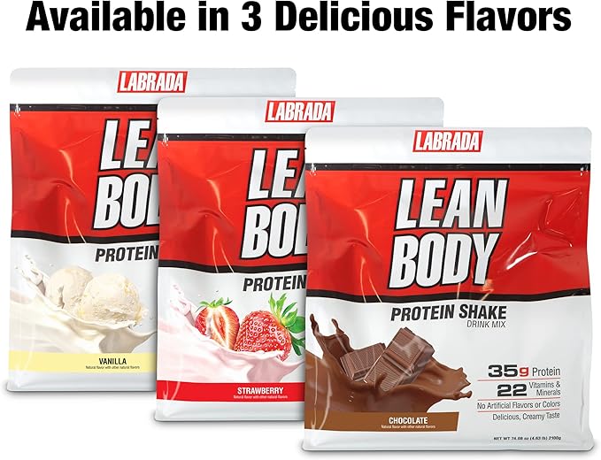 Lean Body All-in-One Chocolate Protein Shake. 35g Protein Whey Blend 7g Healthy Fats &amp Fiber 22 Vitamins and Minerals No Artificial Colors Gluten Free (4.6lb) Packaging May Vary
