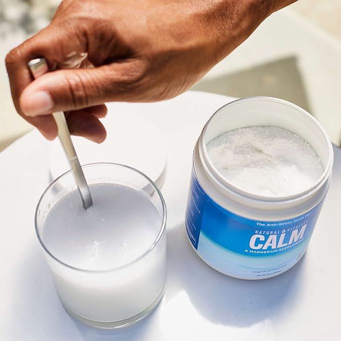 Natural Vitality Calm Magnesium Supplement Anti-Stress Drink Mix Powder Gluten Free Vegan &amp Non-GMO Watermelon 16 oz